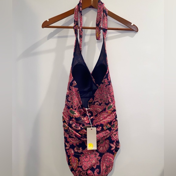 Boden Levanzo Ruched Halter Swimsuit fiesta multi color paisley Size US 6R - Picture 6 of 12